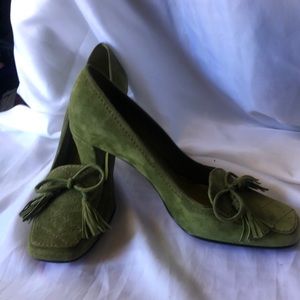 Moss Sage Green Suede Tommy Hilfiger Heels